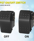 Beefy 12V Marine Rocker Switch For Boat And ATV Waterproof SPST On Off 2 Pin Toggle Switch 20A DC Heavy Duty Auto Electrical Switch For Car UTV Dash Panels, OFF and ON