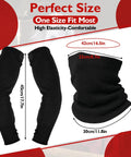 Heavy Duty Welding Sleeves And Neck Guard Set Built Tough For Cut Heat And Flame Defense showing black arm sleeves and neck guard with size details.