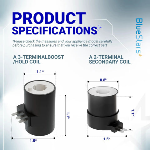 Pro Grade 279834 Dryer Gas Valve Ignition Solenoid Coil Kit Pack Of 6 with 3-terminal boost and 2-terminal secondary coil.