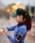 Woman running outdoors wearing a Breathable Low Profile Trucker Cap For Men With Adjustable Buckle Dope Modern Baseball Hat in green