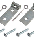 Heavy Duty Sofa Zigzag Spring Repair Brackets Two Pack, includes metal brackets, pins, and screws for easy furniture fixing.
