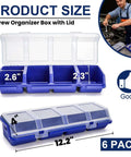 6 Pack Screw Organizer Box With Lid For Garage And Workshop Four Compartments Small Parts Bins Plastic Hardware Storage Containers
