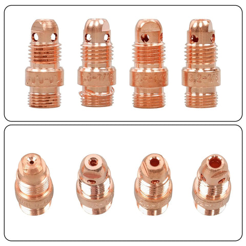 Copper collets from Pro Grade 49 Piece TIG Welding Torch Kit With Gas Lens, Alumina Nozzles, Glass Cups, And Copper Collets