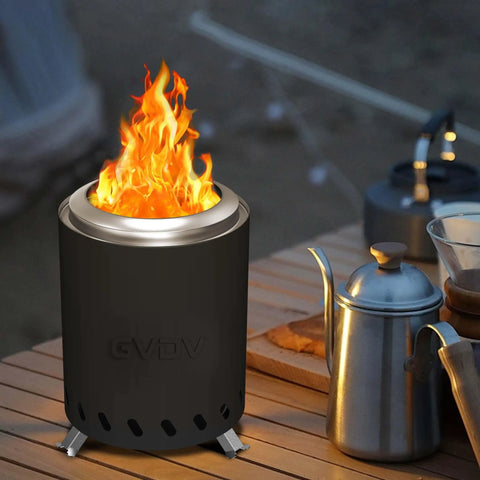 7.5 Inch Smokeless Tabletop Fire Pit Portable Mini Fire Bowl Dual Fuel No Fuss Ready For Gas Or Wood 304 Stainless Steel