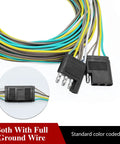 Heavy Duty 25 Foot 4 Pin Flat Trailer Wire Extension Kit With 18 AWG Color Coded Wishbone Harness, featuring color coded wires and connectors.