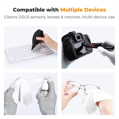 10 In 1 Camera Lens Cleaning Kit For DSLR And Digital Cameras Must Have Gear With Advanced Silicone Air Blower and cleaning accessories in use