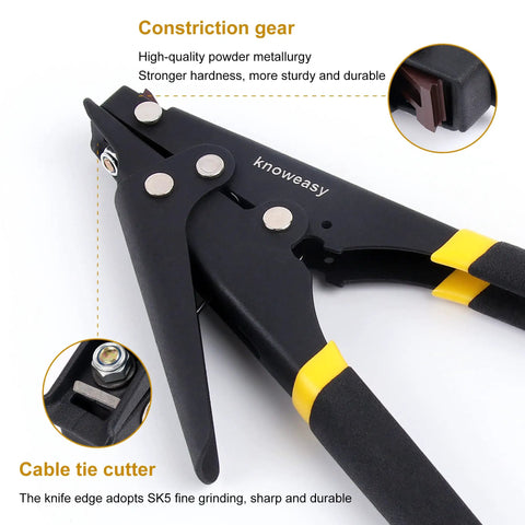 Pro Grade Cable Tie Gun Zip Tie Tool for tensioning and cutting nylon ties up to 0.35 inches with ergonomic grip handle.