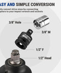 Eight Piece Impact Socket Adapter Set For Quarter To One Inch Drives With Storage Case And Reducers CRMO Steel Converts