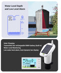 Water Level Sensor With Digital Display For Home Use Ultrasonic Liquid Level Monitor, showing tank setup and digital readout.