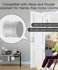 Person using voice control for Smart Front Door Lock With Keyless Entry For Existing Deadbolt, Alexa And Google Assistant Compatible