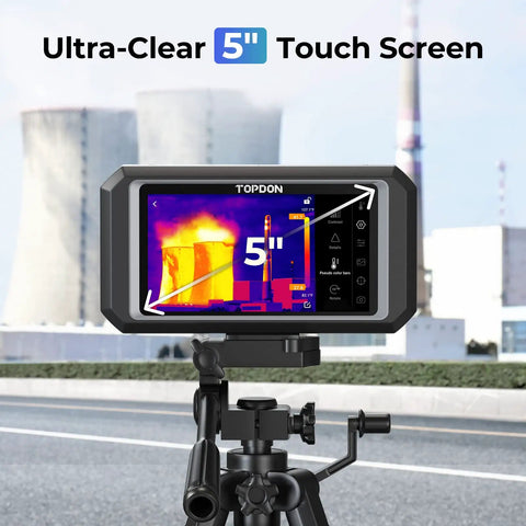 Game-Changing Thermal Imaging Camera with 256x192 IR Resolution 5 Inch touch screen showcasing thermal imaging in an outdoor setting.