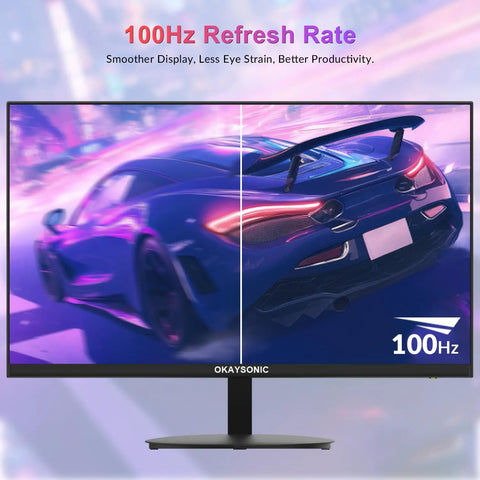 24 Inch FHD Office Monitor With 100Hz Refresh Rate And 1ms Response Time, AMD FreeSync for tear free gameplay and frameless design