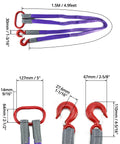 Diagram showing dimensions of Beefy Heavy Duty Lifting Slings With Hooks 5 Ft 2 Pack Polyester Webbing Rigging Straps