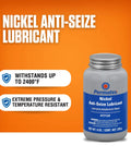 Permatex Nickel Anti-Seize Lubricant bottle, 8 oz, blue label, front view.