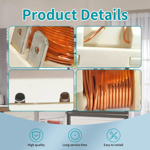 Collage of refrigerator compressor start relay details showcasing copper coils, installation points, and component features.