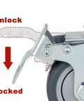 Super Smooth 3 Inch Swivel Caster Wheels Set Of 4 With 7/16 Inch Stem Heavy Duty Locking Casters showing locking mechanism.