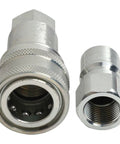 Hydraulic Coupler Set G 3 8 Female Pipe Fitting Carbon Steel High Pressure Sealing Auto Close Prevents Leaks Rustproof Thickened Steel For Harsh Environments Heavy Duty Performance Guaranteed For Pros Need Reliable Gear Every Single Day Without Fail, close-up of female threaded coupler