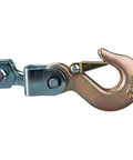 Close-up of 2 Ton Power Puller Winch With 12 Foot Aircraft Cable Auto Notch Time Release Heavy Duty Workhorse Lifting Tool hook