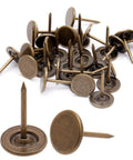Prime Bronze Flat Head Thumb Tacks For Maps Photos And Wall Boards Rust Proof Sturdy Iron Core With Slick Protective Layer Total 100 Pack displayed on a white background.