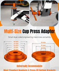 Beefy Pro Grade Bike Headset Press Tool For One And One Eighth Inch Systems with multi-size cup press adapter details