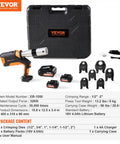 Tough As Nails 18V Cordless Electric Pipe Crimping Tool For One Half To Two Inch Copper Plumbing Connections With Brushless Motor And 360 Degree Rotating Jaw Set Compatible With Propress with carrying case and batteries.