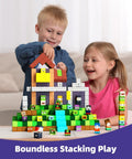 Children playing with Magnetic Building Blocks Set For Kids 3 To 8, 100 Piece Colorful STEM Toys With Magnetic Cubes.