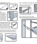 Installation instructions for Heavy Duty Rackmount Sliding Rails Kit For 1U To 4U Servers, including L-bracket and rail assembly.