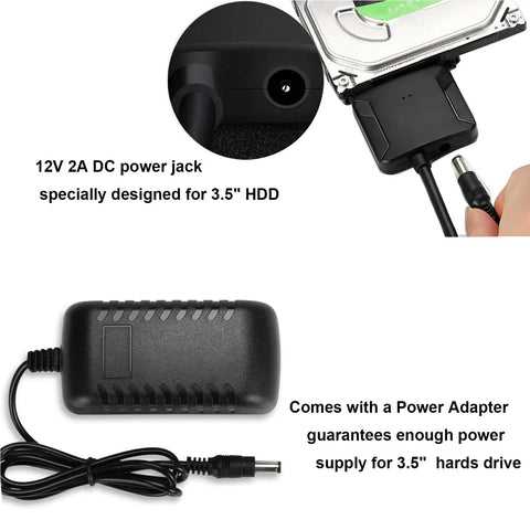 Plug And Play SATA To USB 3.0 External Adapter Cable For 2.5 Inch And 3.5 Inch HDD And SSD With Power Supply and DC jack