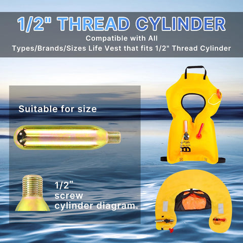 24 Gram CO2 Cartridge Rearming Kit For Inflatable Life Jackets Refill Kit For Automatic And Manual Vests Half Inch Threaded