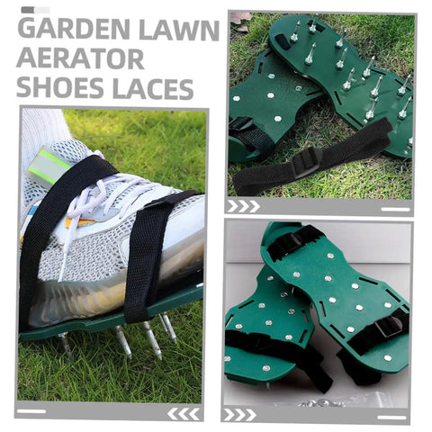 16-Piece Lawn Aerator Shoes Straps For Easy Soil Aeration, Spike Sandals For Lawn Care And Gardening on grass