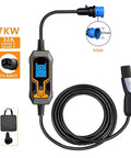 Portable Level 2 EV Charger 7kW 32A 1-Phase with 5m cable, adjustable current, travel ready EVSE for all Tesla Models