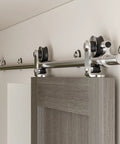 5.5 Foot Stainless Steel Sliding Track Barn Door Hardware Kit For Single Door Heavy Duty, Quiet Smooth Roller Bearings