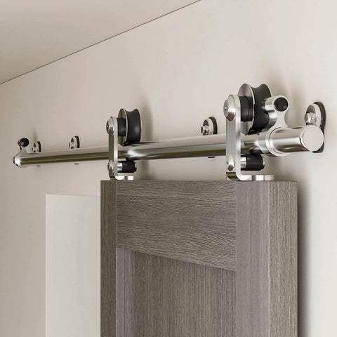 Heavy Duty 5ft Stainless Steel Sliding Barn Door Track Kit With Quiet Glide Rollers For A Single Door Supports Up To 220 Lbs
