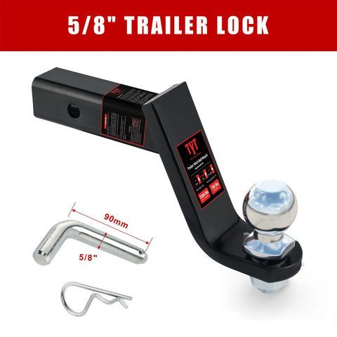 Trailer Hitch Ball Mount Kit With Four Inch Drop For Two Inch Receivers Includes Two Inch Ball And Five Eighth Inch Pin Clip
