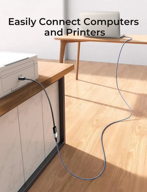 2 Pack USB 3.0 Extension Cables Type A Male To Female, 6.6 Feet Each, Braided Nylon, in use connecting laptop to printer