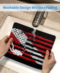 Vintage Scuba Dive Flag Mouse Pad For Laptop And Desk Setup being washed in a sink showing washable design without fading