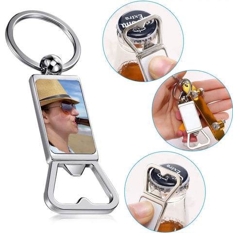 20 Pack Sublimation Keychain Blanks With Bottle Opener Dope Aluminum Rectangle Metal Key Rings, customizable DIY photo gift