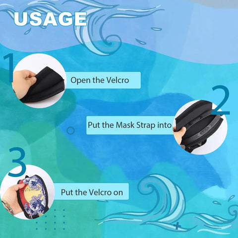 Cyberpunk Style Neoprene Diving Mask Strap Covers Set Four Pieces For Swimming Goggles usage guide with Velcro closure