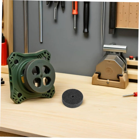 Get That Glowing Finish With This 6pcs Nylon Buffing Wheel Kit featuring a 10mm hole diameter setup on workspace with tools.