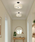 Inspire Collection Antique Bronze Three Light Semi Flush Mount Ceiling Light in hallway, 18 Inch Fixture, antique bronze finish