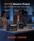 Game Changing Portable Power Station With 2016Wh LiFePo4 Battery And 500 Watt Solar Panel 3600 Watts Output in kitchen setting.