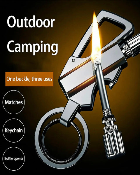 Infinity Lighter 3 in 1 Multitool Keychain Fire Starter Bottle Opener Waterproof Metal Flint Collapsible Lighter with flame