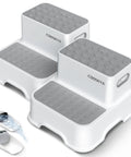 Rock Solid Two Step Stool For Toddlers making bathroom sink access breezy, featuring gray non-slip steps and durable design.