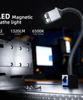Badass Magnetic Work Light With Smooth Bend Tube 1600 Lumen Ip66 Waterproof Led Machine Lamp For Cnc Mill Drill Press And Shop Fixes That Glows Bright All Day Long on a work surface.