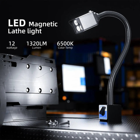 Badass Magnetic Work Light With Smooth Bend Tube 1600 Lumen Ip66 Waterproof Led Machine Lamp For Cnc Mill Drill Press And Shop Fixes That Glows Bright All Day Long on a work surface.