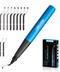 Libraton Deburring Tool Kit 12 In 1 With Ergonomic Aluminum Handle and Eleven High Speed Steel Blades, showcasing tools and packaging.