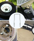 Trailer Spare Tire Mount Bracket U Bolt Tire Carrier Holder Side Mount Fits 4 Lug 5 Lug Up To 15 Inch Tire Easy Install Heavy Duty Gear For Trailers And Utility Vehicles in use