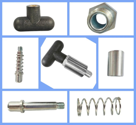 Top Shelf Steel T Handle Spring Loaded Pull Pins For Gym Equipment, including various metal components and adjustment parts.