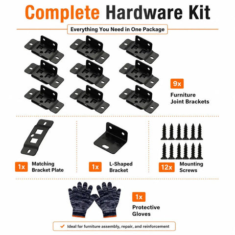 Heavy Duty Stainless Steel Quick Fitting Furniture Corner Brackets Set With Screws L Shape Right Angle Connectors in package