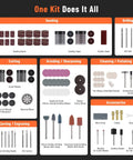 321 Piece Rotary Tool Bits Set For Compatibility With A Wide Range Of Projects Including Grinding Sanding Carving Polishing And Cutting Includes Three Universal Collets For Quick Bit Changes displayed in categories